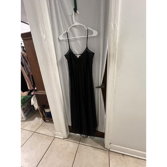 Victoria Secret Black Sheer Mesh Maxi Slip Dress/gown Sz M Sexy Y2K Honeymoon - Picture 1 of 9